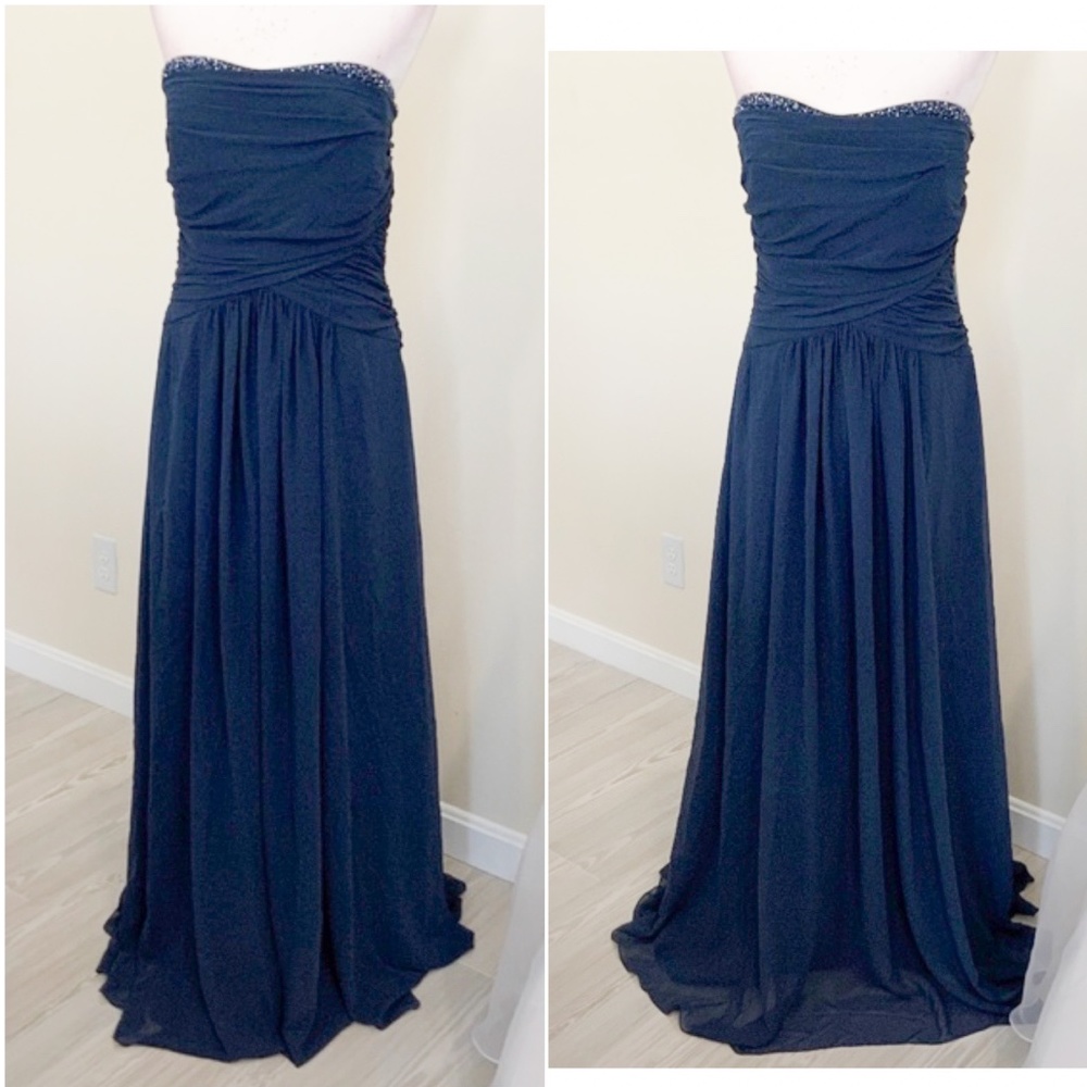 Chiffon with slight hint of beading as neckline
